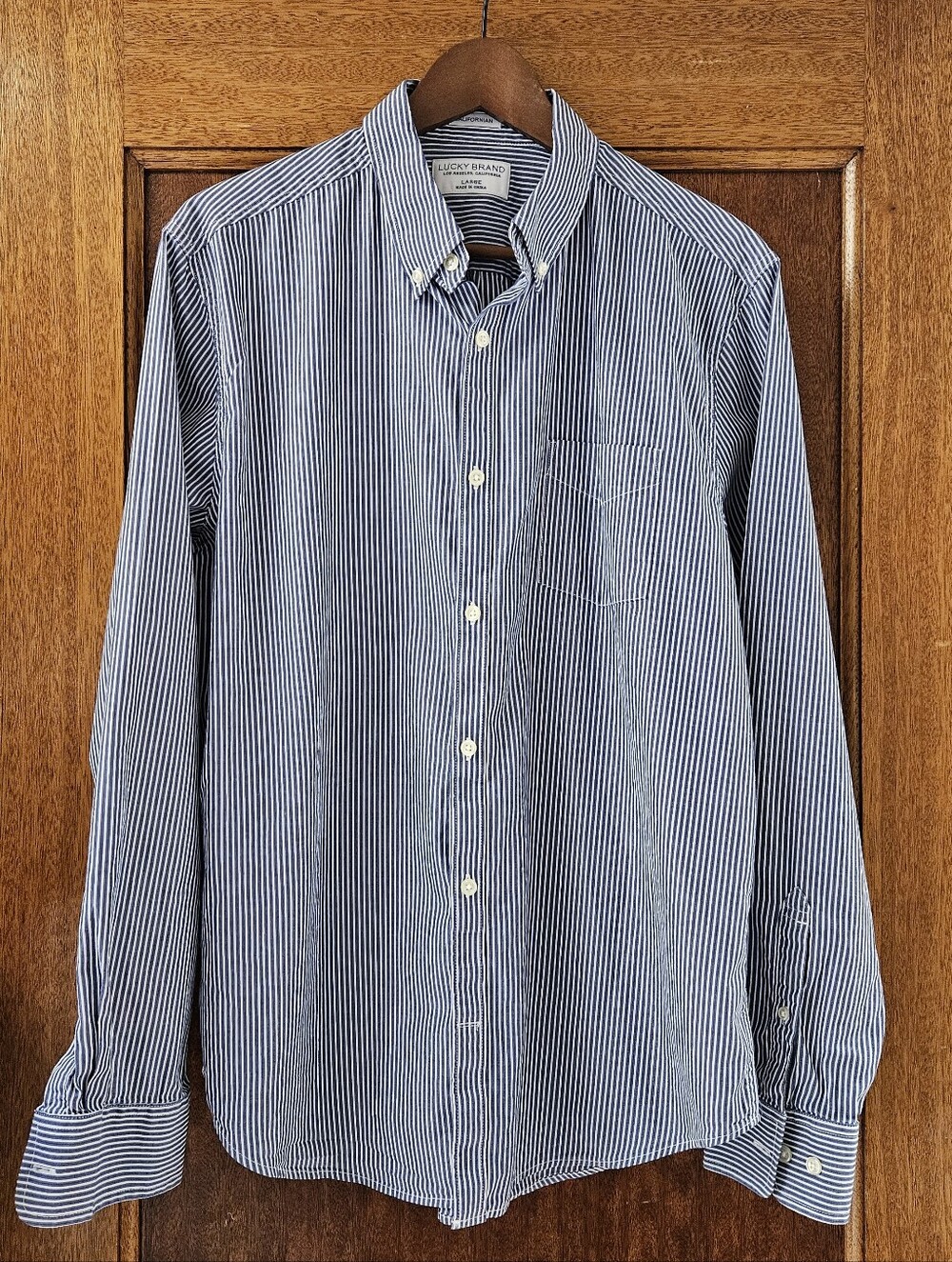 Lucky Brand Men's "Californian" Blue Stripe Button-Down Shirt
